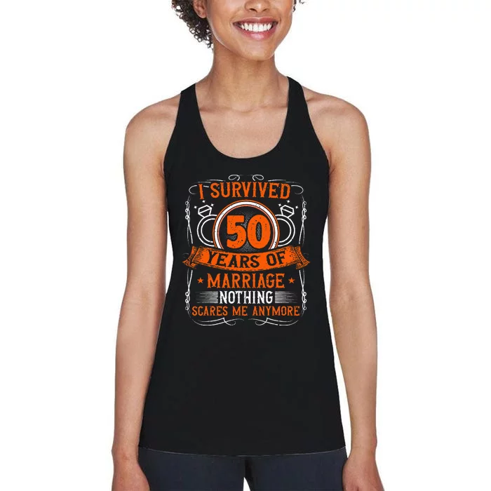 50th Wedding Anniversary 50 Years Married Husband & Wife Women's Racerback Tank