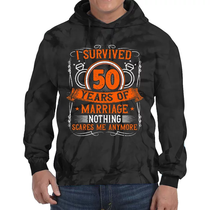 50th Wedding Anniversary 50 Years Married Husband & Wife Tie Dye Hoodie