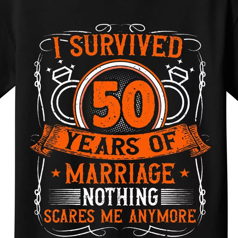 50th Wedding Anniversary 50 Years Married Husband & Wife Kids T-Shirt