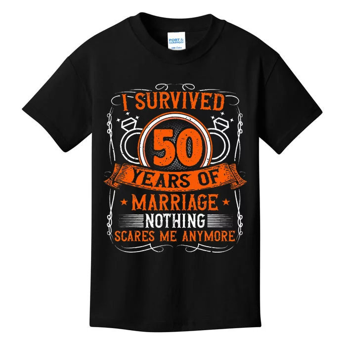 50th Wedding Anniversary 50 Years Married Husband & Wife Kids T-Shirt