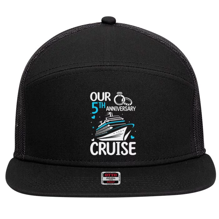 5th Wedding Anniversary Cruise Celebration 7 Panel Mesh Trucker Snapback Hat