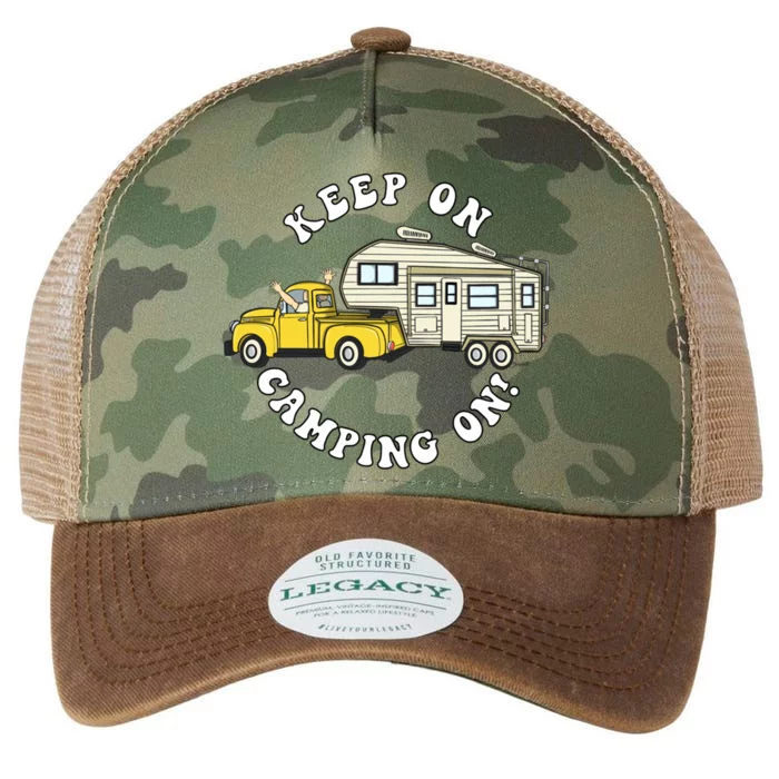 5th Wheel Keep On Camping On! Fifth Wheel Camper Gift Legacy Tie Dye Trucker Hat