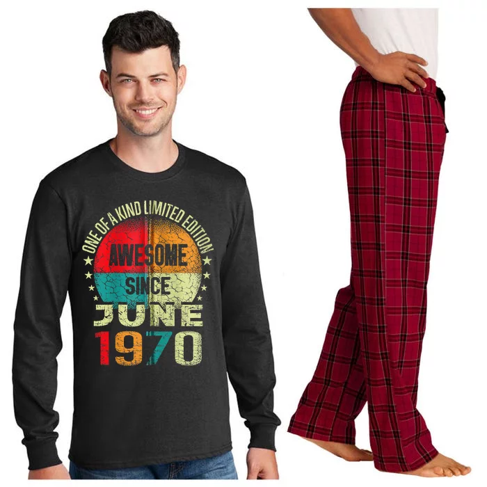 53 Years Awesome Since JUNE 1970 Vintage 53rd Birthday Gifts Zip Long Sleeve Pajama Set