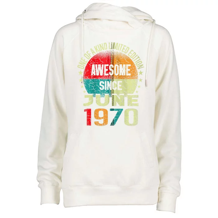 53 Years Awesome Since JUNE 1970 Vintage 53rd Birthday Gifts Zip Womens Funnel Neck Pullover Hood