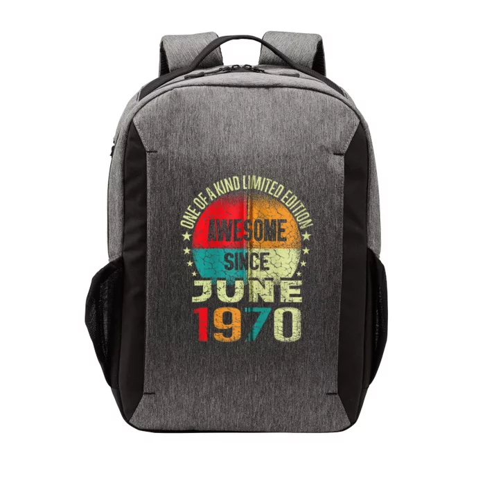 53 Years Awesome Since JUNE 1970 Vintage 53rd Birthday Gifts Zip Vector Backpack