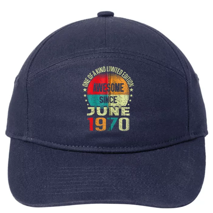 53 Years Awesome Since JUNE 1970 Vintage 53rd Birthday Gifts Zip 7-Panel Snapback Hat