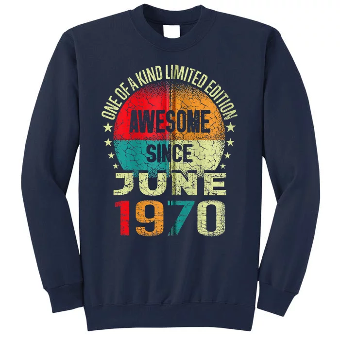 53 Years Awesome Since JUNE 1970 Vintage 53rd Birthday Gifts Zip Tall Sweatshirt