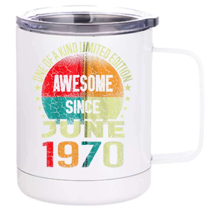 53 Years Awesome Since JUNE 1970 Vintage 53rd Birthday Gifts Zip Front & Back 12oz Stainless Steel Tumbler Cup