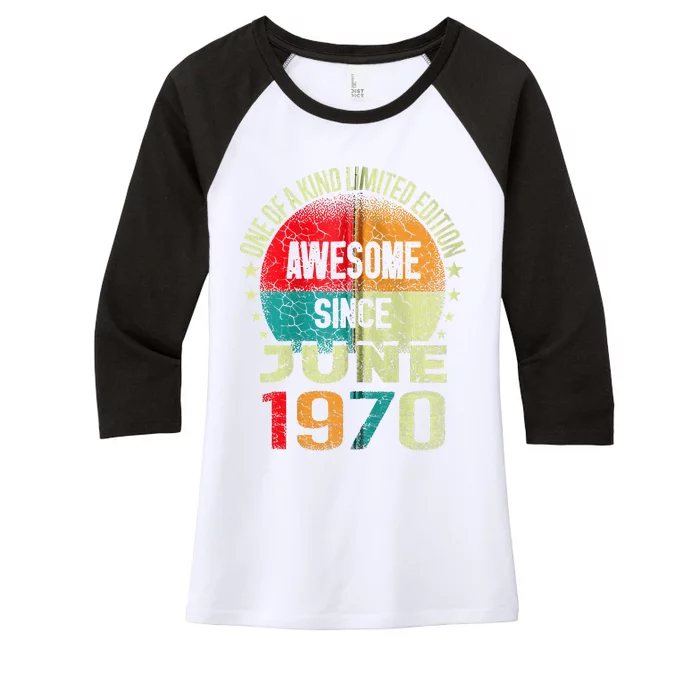 53 Years Awesome Since JUNE 1970 Vintage 53rd Birthday Gifts Zip Women's Tri-Blend 3/4-Sleeve Raglan Shirt