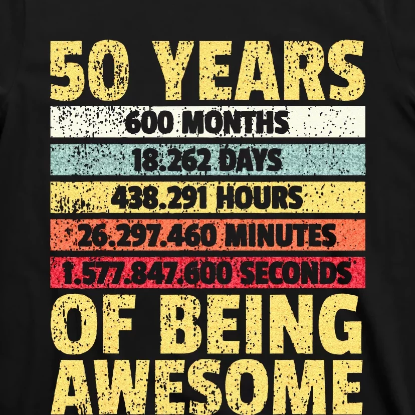 50 Years Awesome I Days Hours Minutes I 50th Birthday T-Shirt