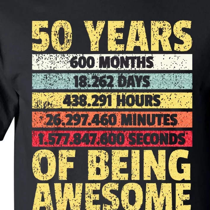 50 Years Awesome I Days Hours Minutes I 50th Birthday Tall T-Shirt