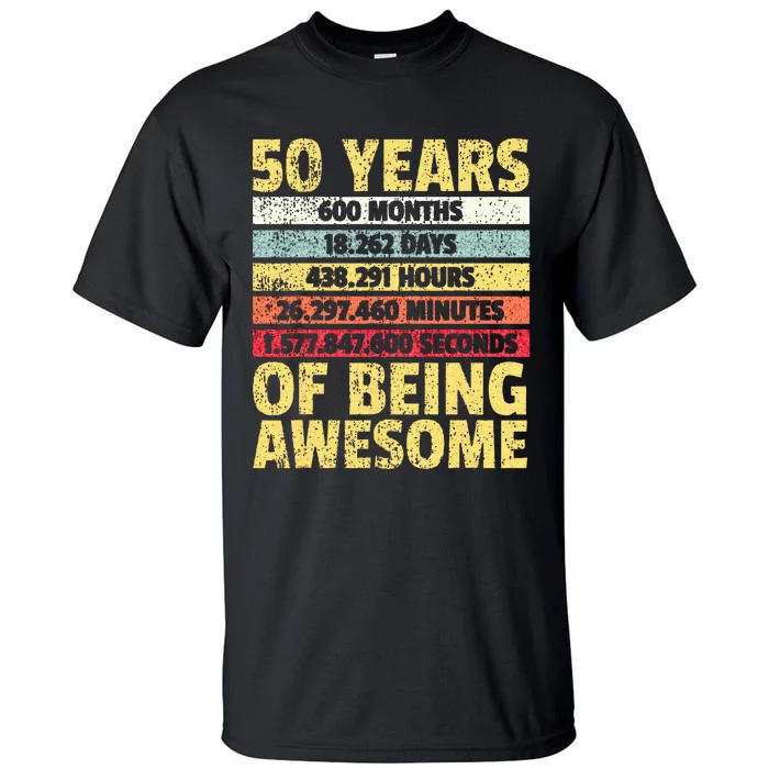 50 Years Awesome I Days Hours Minutes I 50th Birthday Tall T-Shirt