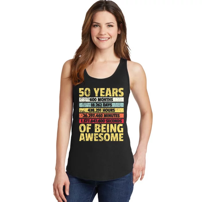 50 Years Awesome I Days Hours Minutes I 50th Birthday Ladies Essential Tank