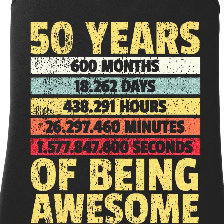 50 Years Awesome I Days Hours Minutes I 50th Birthday Ladies Essential Tank