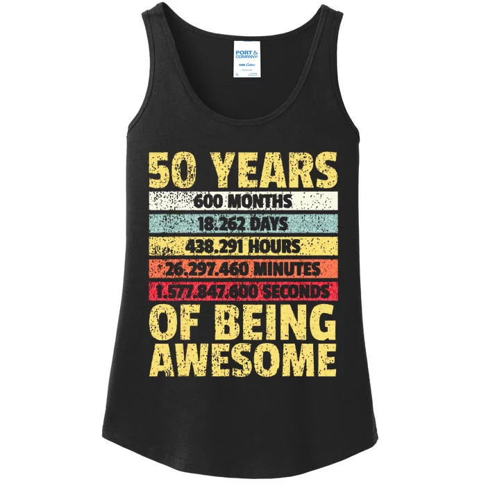 50 Years Awesome I Days Hours Minutes I 50th Birthday Ladies Essential Tank