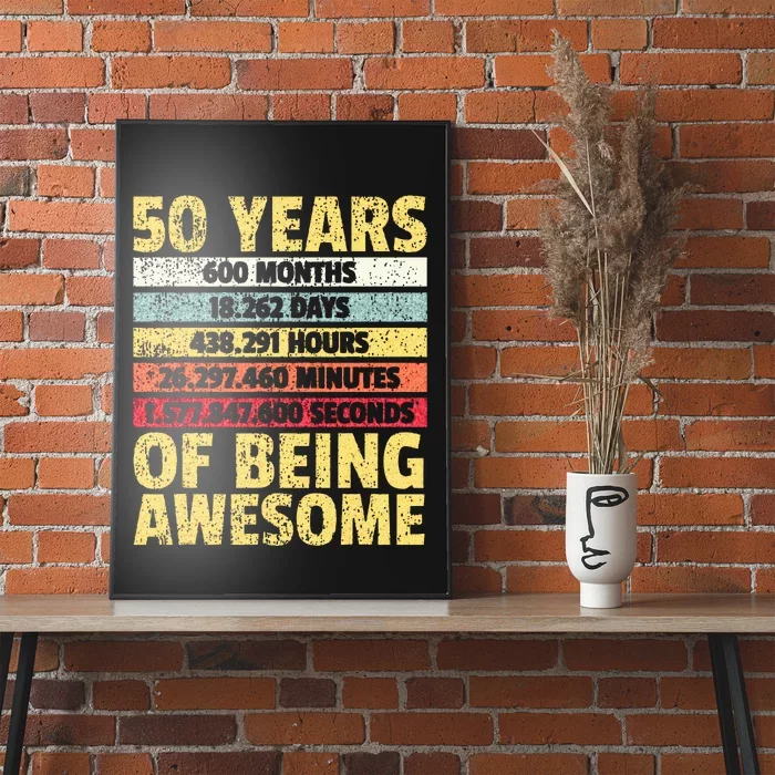 50 Years Awesome I Days Hours Minutes I 50th Birthday Poster