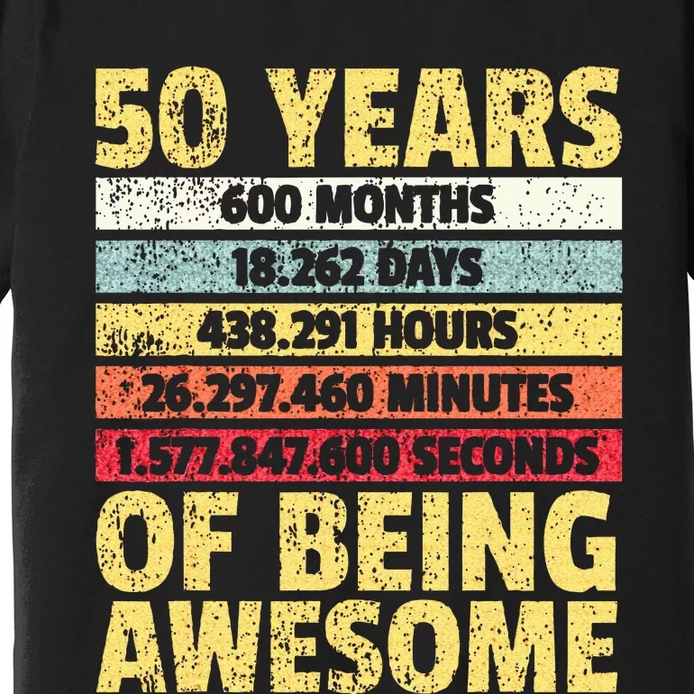 50 Years Awesome I Days Hours Minutes I 50th Birthday Premium T-Shirt