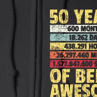 50 Years Awesome I Days Hours Minutes I 50th Birthday Full Zip Hoodie