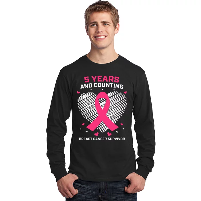 5 Year Breast Cancer Survivor Gifts Pink Cancer Free Long Sleeve Shirt