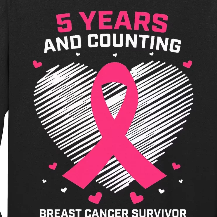 5 Year Breast Cancer Survivor Gifts Pink Cancer Free Long Sleeve Shirt