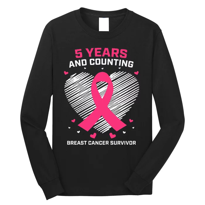 5 Year Breast Cancer Survivor Gifts Pink Cancer Free Long Sleeve Shirt