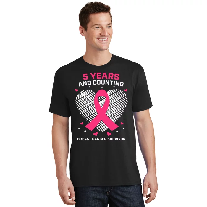 5 Year Breast Cancer Survivor Gifts Pink Cancer Free T-Shirt