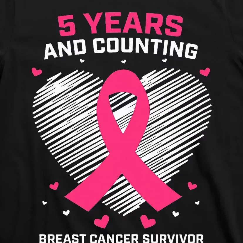 5 Year Breast Cancer Survivor Gifts Pink Cancer Free T-Shirt