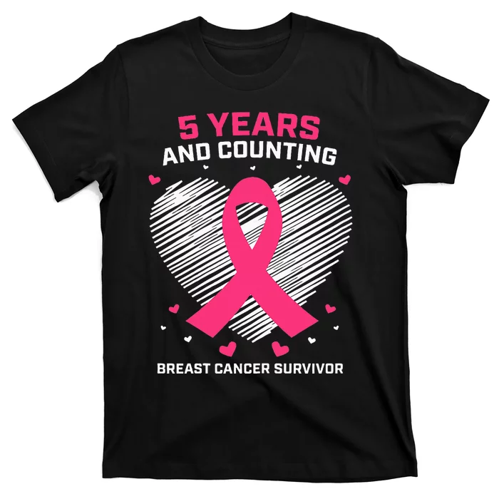 5 Year Breast Cancer Survivor Gifts Pink Cancer Free T-Shirt