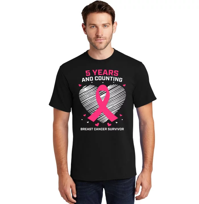 5 Year Breast Cancer Survivor Gifts Pink Cancer Free Tall T-Shirt