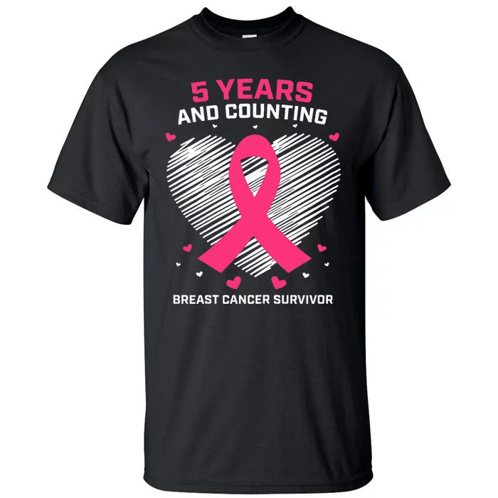 5 Year Breast Cancer Survivor Gifts Pink Cancer Free Tall T-Shirt