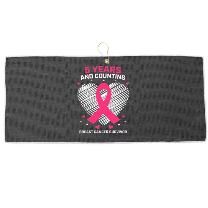 5 Year Breast Cancer Survivor Gifts Pink Cancer Free Large Microfiber Waffle Golf Towel