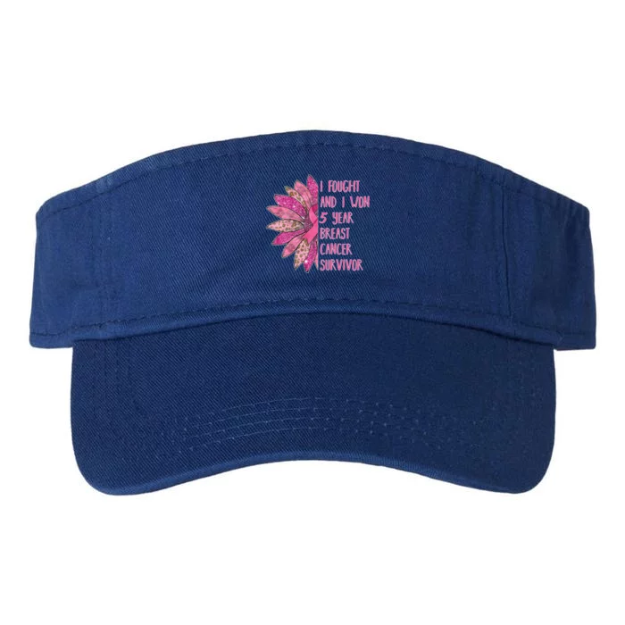 5 Years Breast Cancer Free Survivor Gift Valucap Bio-Washed Visor