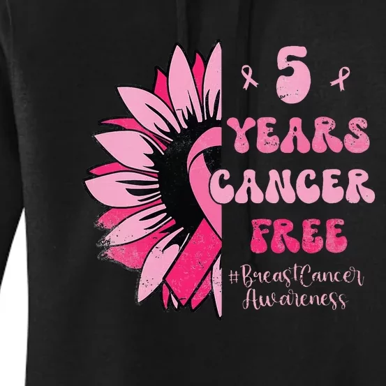 5 Year Cancer Free Breast Cancer Awareness Sunflower Women Women's Pullover Hoodie