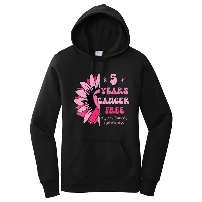 5 Year Cancer Free Breast Cancer Awareness Sunflower Women Women's Pullover Hoodie