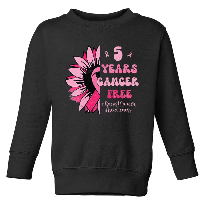 5 Year Cancer Free Breast Cancer Awareness Sunflower Women Toddler Sweatshirt