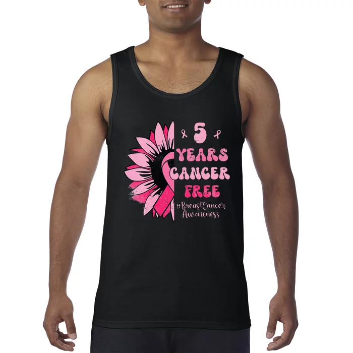 5 Year Cancer Free Breast Cancer Awareness Sunflower Women Tank Top