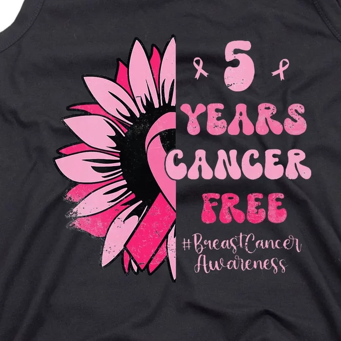 5 Year Cancer Free Breast Cancer Awareness Sunflower Women Tank Top