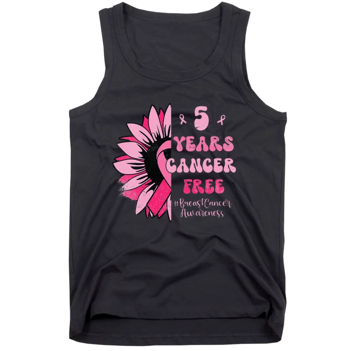 5 Year Cancer Free Breast Cancer Awareness Sunflower Women Tank Top