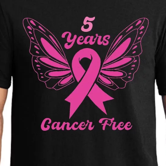 5 Year Cancer Free Breast Cancer Awareness Butterfly Women Pajama Set