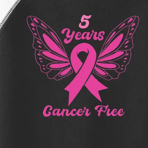 5 Year Cancer Free Breast Cancer Awareness Butterfly Women Toddler Fine Jersey T-Shirt