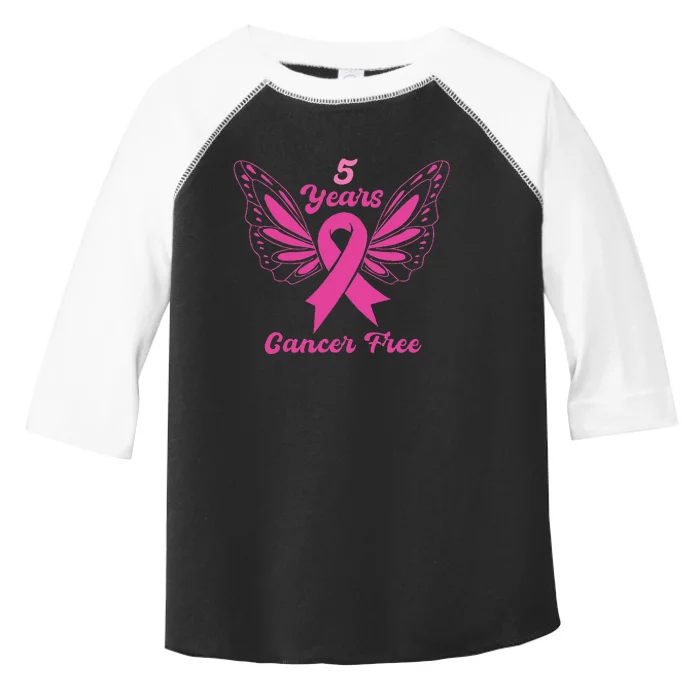 5 Year Cancer Free Breast Cancer Awareness Butterfly Women Toddler Fine Jersey T-Shirt