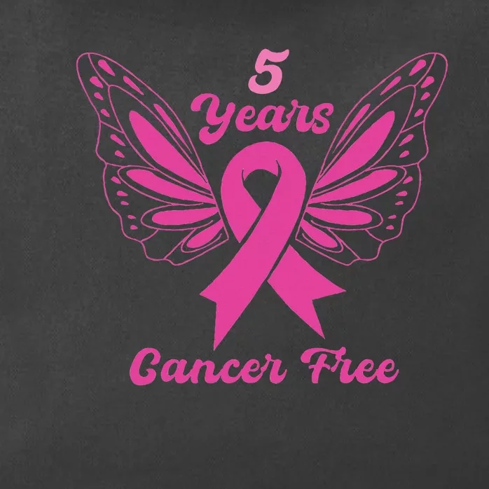 5 Year Cancer Free Breast Cancer Awareness Butterfly Women Zip Tote Bag