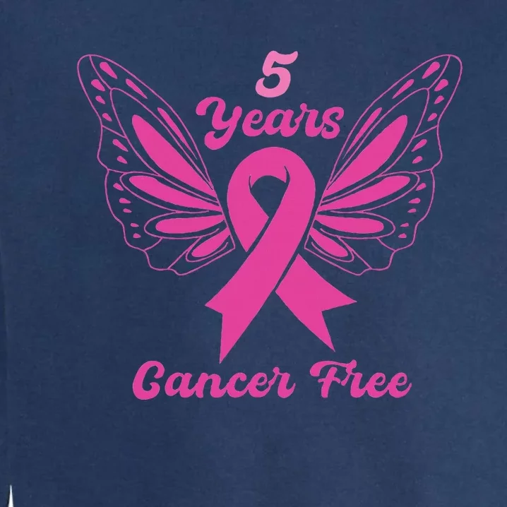 5 Year Cancer Free Breast Cancer Awareness Butterfly Women Garment-Dyed Sweatshirt