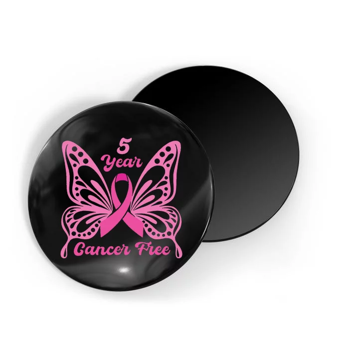 5 Year Cancer Free Breast Cancer Awareness Butterfly Women Magnet