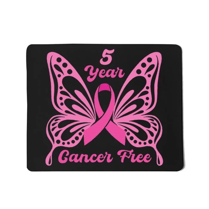 5 Year Cancer Free Breast Cancer Awareness Butterfly Women Mousepad