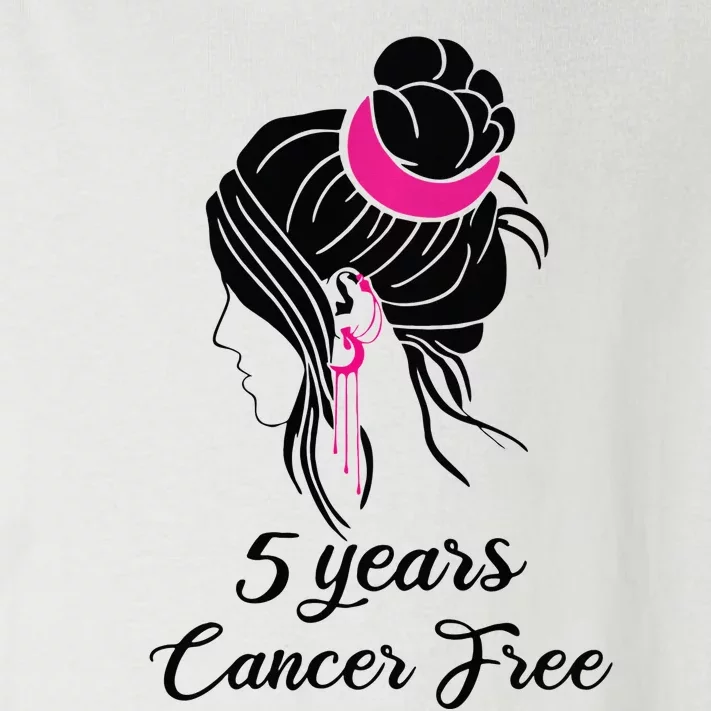 5 Year Cancer Free Breast Cancer Awareness Messy Bun Girl Toddler Long Sleeve Shirt