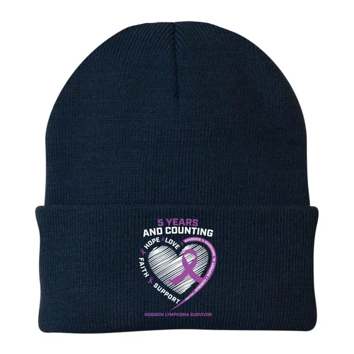 5 Years Cancer Free Funny Gift Hodgkin's Lymphoma Survivor Cool Gift Knit Cap Winter Beanie