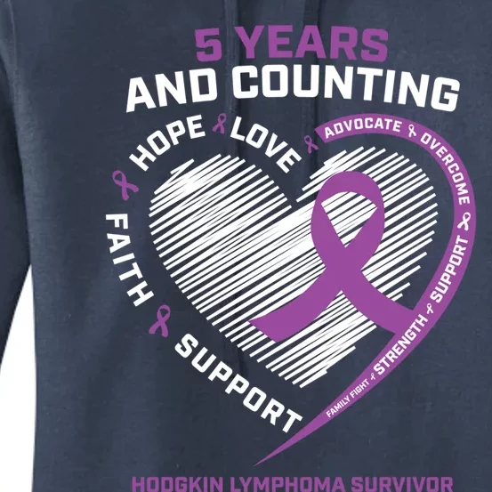 5 Years Cancer Free Funny Gift Hodgkin's Lymphoma Survivor Cool Gift Women's Pullover Hoodie