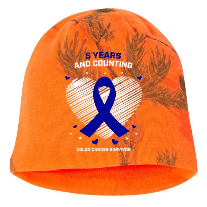 5 Years Cancer Free Funny Gift Colon Cancer Survivor Gift Kati - Camo Knit Beanie