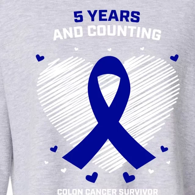 5 Years Cancer Free Funny Gift Colon Cancer Survivor Gift Cropped Pullover Crew